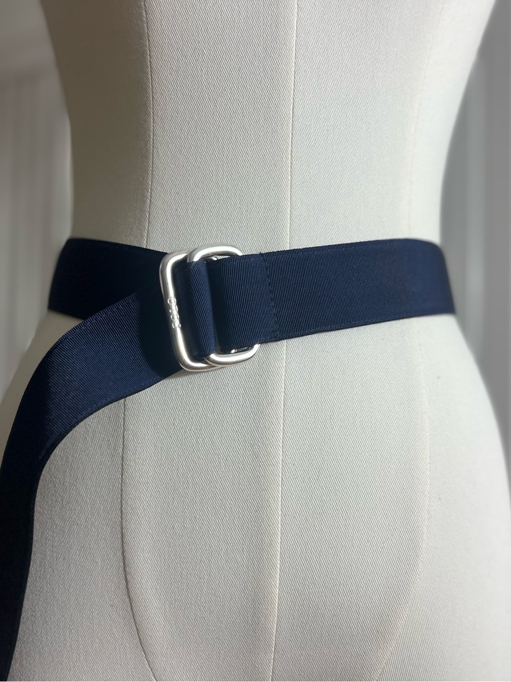 Polo Ralph Lauren US Open 2012 Navy Ribbon Web Belt Double Ring Buckle 42"
